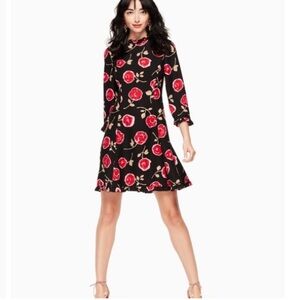 NWOT KATE SPADE Hazy Rose Crepe A-line Dress In Black🌹
